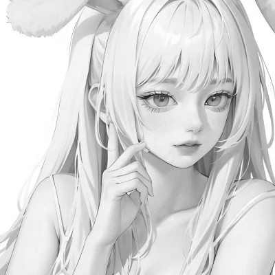 手绘黑白动漫女头