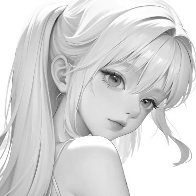 手绘黑白动漫女头