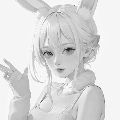 手绘黑白动漫女头