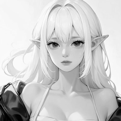手绘黑白动漫女头