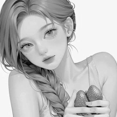 手绘黑白动漫女头