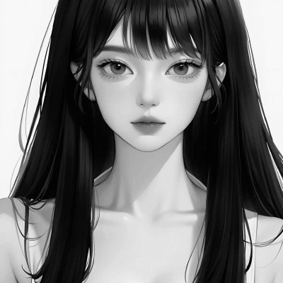 手绘黑白动漫女头