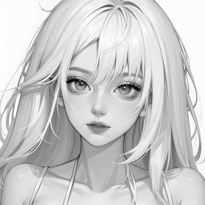 手绘黑白动漫女头