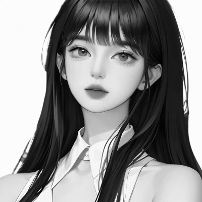 手绘黑白动漫女头
