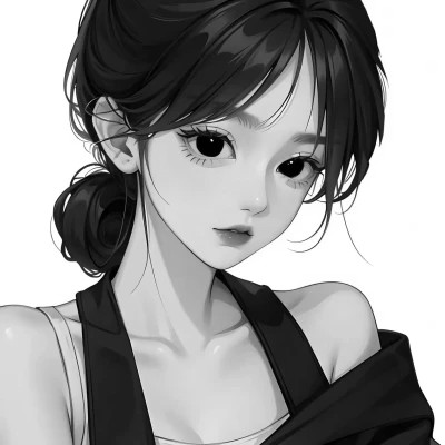 手绘黑白动漫女头
