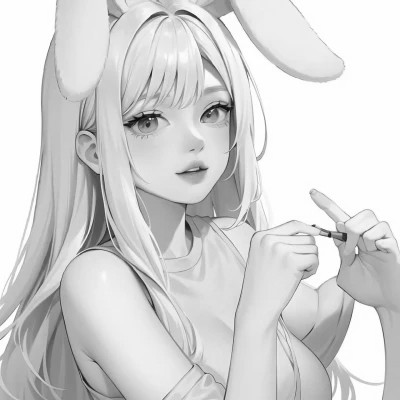 手绘黑白动漫女头