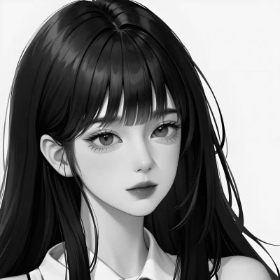手绘黑白动漫女头
