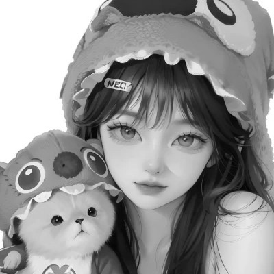 手绘黑白动漫女头