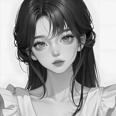 手绘黑白动漫女头
