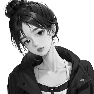 手绘黑白动漫女头