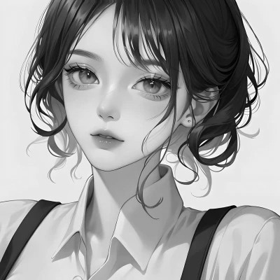 黑白女生头像漫画高清图片
