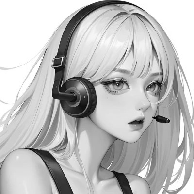 黑白女生头像漫画高清图片