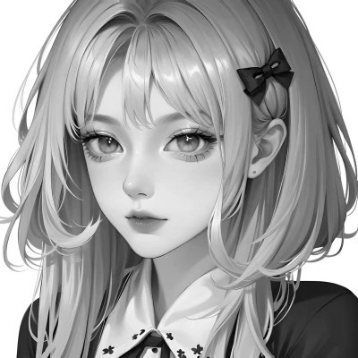 黑白女生头像漫画高清图片