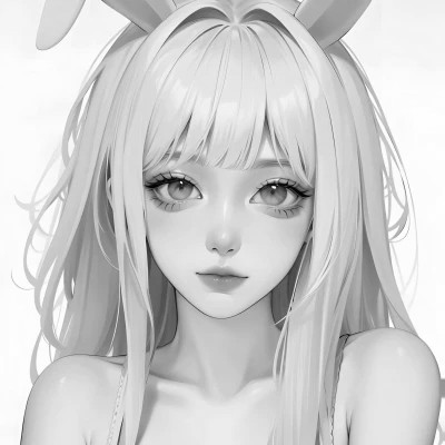 黑白女生头像漫画高清图片