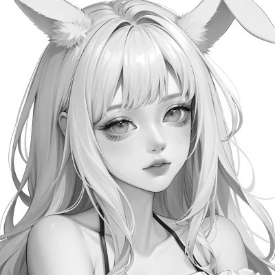 黑白女生头像漫画高清图片