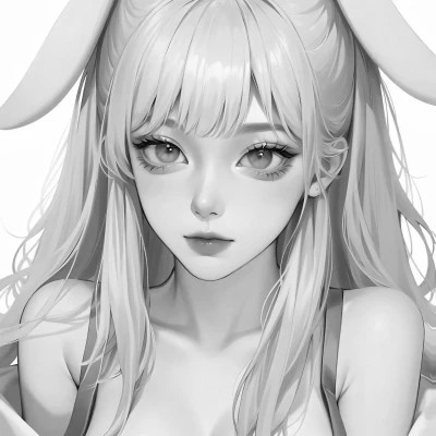黑白女生头像漫画高清图片