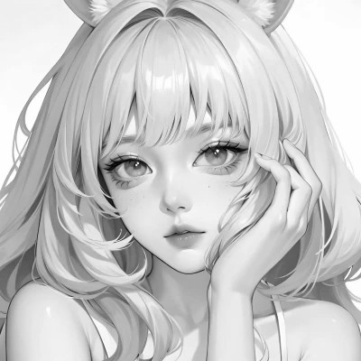 黑白女生头像漫画高清图片