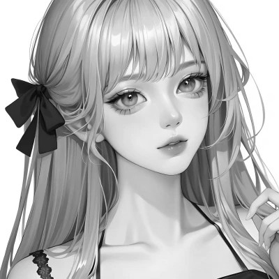 黑白女生头像漫画高清图片
