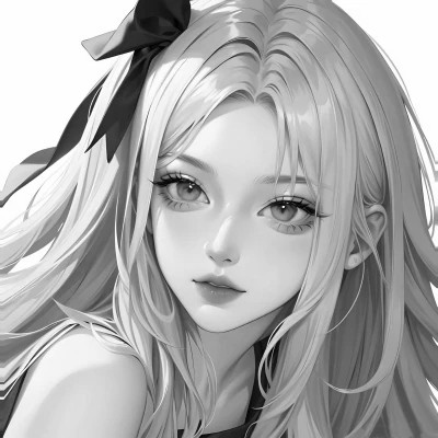 黑白女生头像漫画高清图片