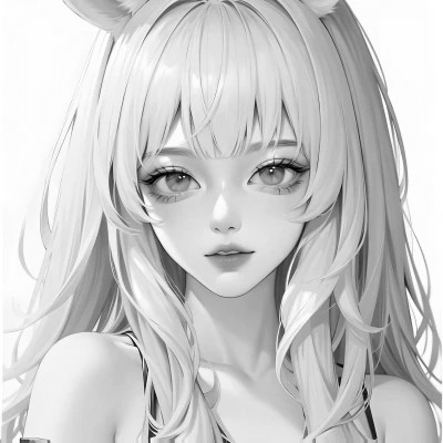 黑白女生头像漫画高清图片