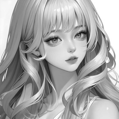 黑白女生头像漫画高清图片