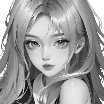 黑白女生头像漫画高清图片