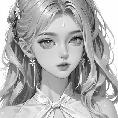 黑白女生头像漫画高清图片