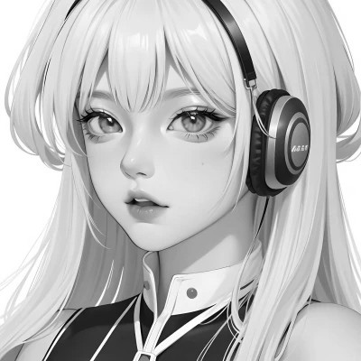 黑白女生头像漫画高清图片