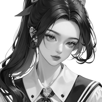 黑白系御姐动漫头像图片
