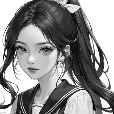 黑白系御姐动漫头像图片