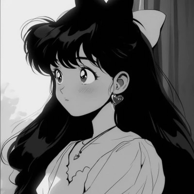 女生黑白日本旧漫画风头像