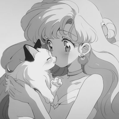 女生黑白日本旧漫画风头像