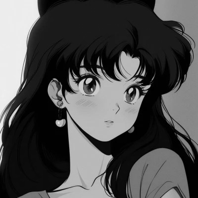 女生黑白日本旧漫画风头像