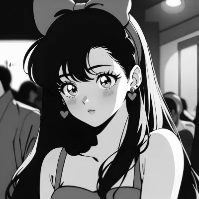 女生黑白日本旧漫画风头像