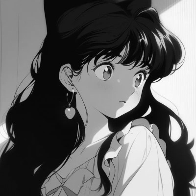 女生黑白日本旧漫画风头像