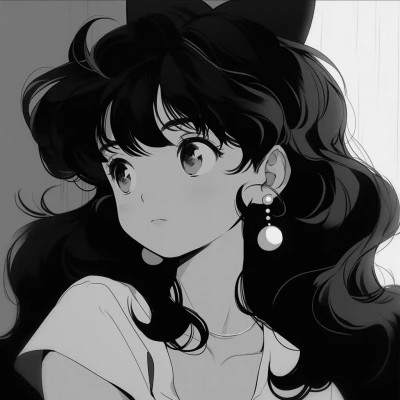 女生黑白日本旧漫画风头像
