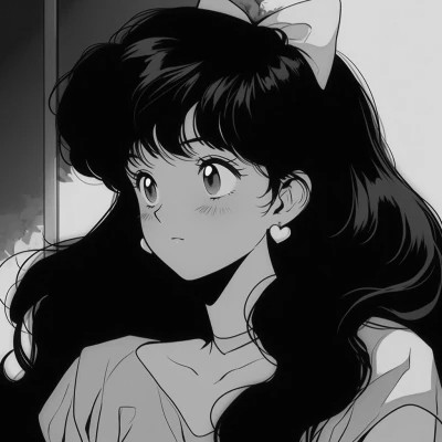 女生黑白日本旧漫画风头像