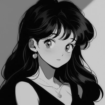 女生黑白日本旧漫画风头像