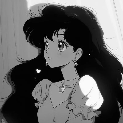 女生黑白日本旧漫画风头像