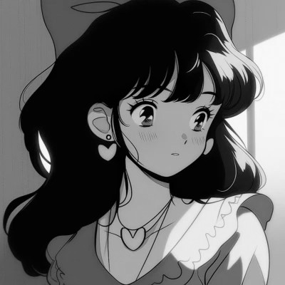 女生黑白日本旧漫画风头像