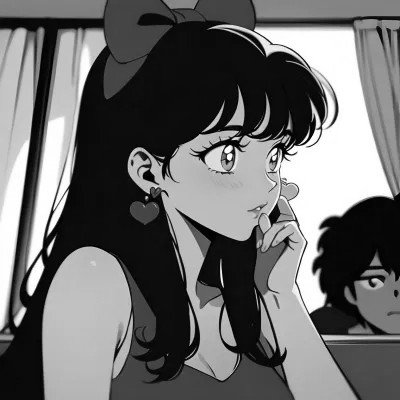 女生黑白日本旧漫画风头像