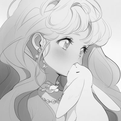 女生黑白日本旧漫画风头像