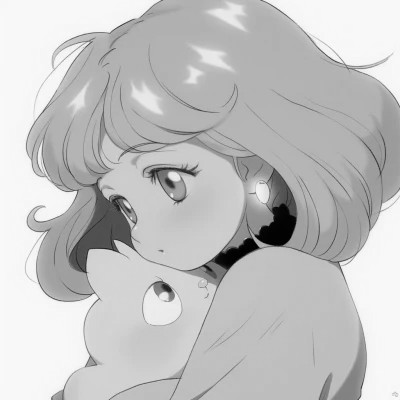 女生黑白日本旧漫画风头像
