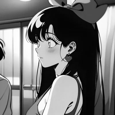 女生黑白日本旧漫画风头像