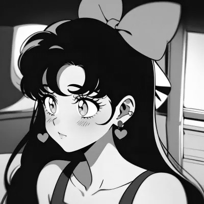 女生黑白日本旧漫画风头像