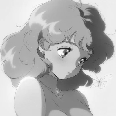 女生黑白日本旧漫画风头像