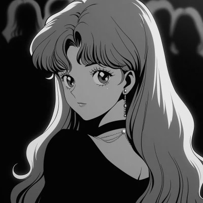 女生黑白日本旧漫画风头像