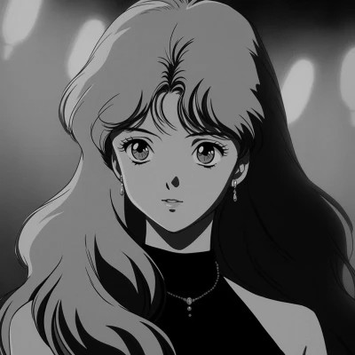 女生黑白日本旧漫画风头像