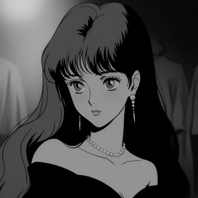 女生黑白日本旧漫画风头像
