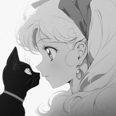 黑白风旧漫动漫女生头像